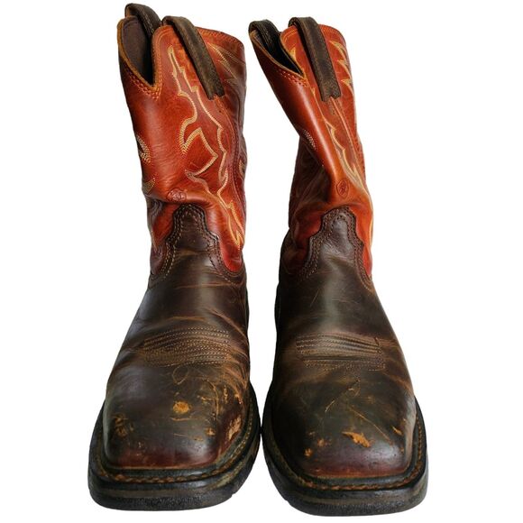 Ariat WorkHog Western Boots Mens 10.5 D Steel Toe Leather Square Toe Workwear - Picture 5 of 12